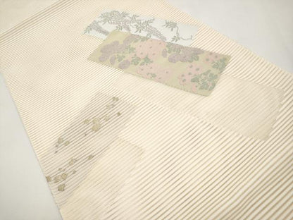 平和屋着物＊夏物　八寸名古屋帯　絽綴れ　短冊枝花文　金糸　正絹　逸品　CABJ5793tx