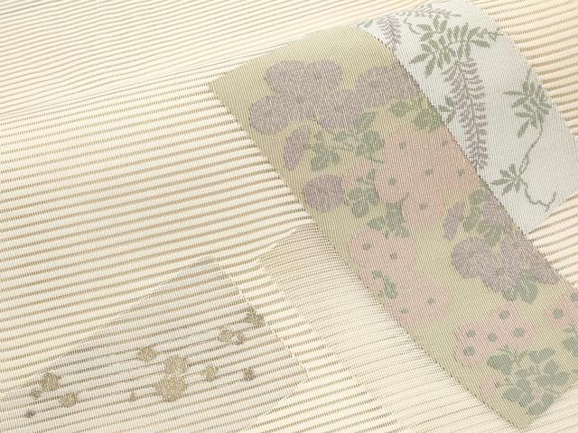 平和屋着物＊夏物　八寸名古屋帯　絽綴れ　短冊枝花文　金糸　正絹　逸品　CABJ5793tx