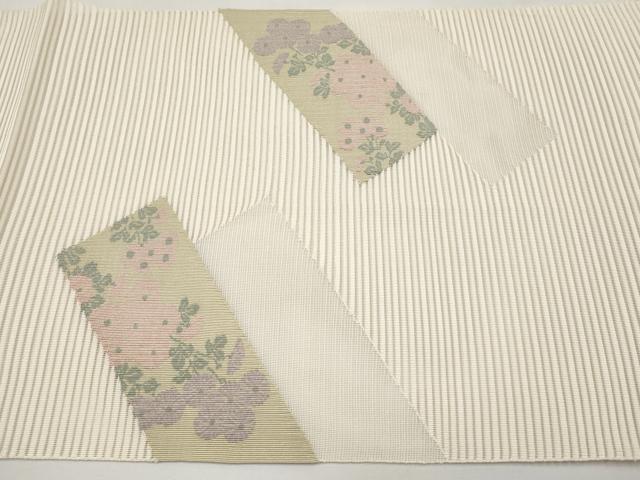 平和屋着物＊夏物　八寸名古屋帯　絽綴れ　短冊枝花文　金糸　正絹　逸品　CABJ5793tx