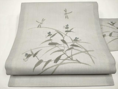 平和屋着物＊夏物　九寸名古屋帯　作家物　手描き　トンボ　正絹　逸品　未使用　CABJ5795tx