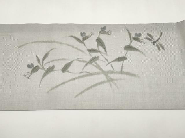 平和屋着物＊夏物　九寸名古屋帯　作家物　手描き　トンボ　正絹　逸品　未使用　CABJ5795tx