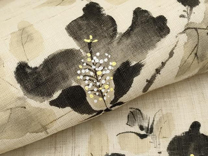 平和屋着物＊夏物　九寸名古屋帯　手描き　枝花文　麻　逸品　CABJ5796tx