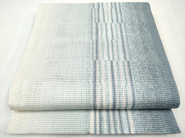 平和屋着物＊夏物　八寸名古屋帯　組織　間道　銀糸　正絹　逸品　CABJ5798tx