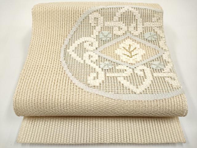 平和屋着物＊夏物　八寸名古屋帯　羅　唐草丸文　金銀糸　正絹　逸品　CABJ5799tx