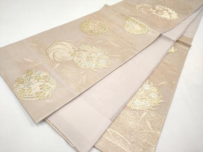 平和屋着物＊夏物　六通柄袋帯　花丸文　金糸　正絹　逸品　CABJ5804tx