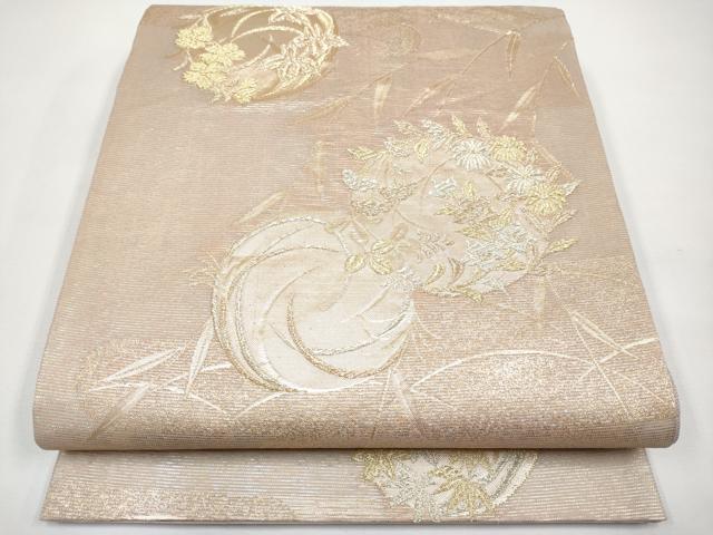 平和屋着物＊夏物　六通柄袋帯　花丸文　金糸　正絹　逸品　CABJ5804tx