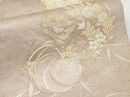 平和屋着物＊夏物　六通柄袋帯　花丸文　金糸　正絹　逸品　CABJ5804tx