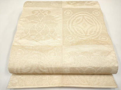 平和屋着物＊夏物　全通柄袋帯　七宝花文　金糸　正絹　逸品　CABJ5807tx