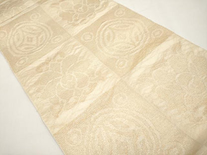 平和屋着物＊夏物　全通柄袋帯　七宝花文　金糸　正絹　逸品　CABJ5807tx