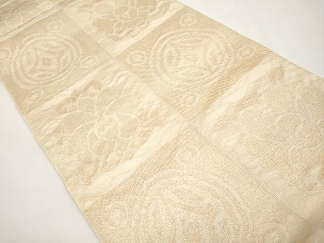 平和屋着物＊夏物　全通柄袋帯　七宝花文　金糸　正絹　逸品　CABJ5807tx