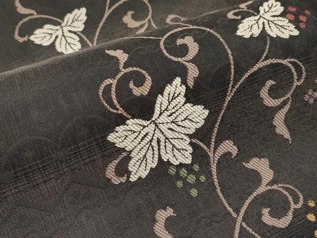 平和屋着物＊夏物　九寸名古屋帯　葡萄蔦の葉文　正絹　逸品　未使用　CABJ5822tx