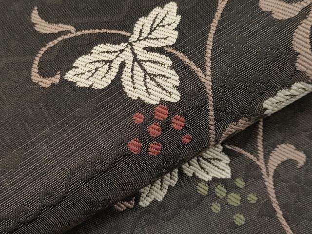 平和屋着物＊夏物　九寸名古屋帯　葡萄蔦の葉文　正絹　逸品　未使用　CABJ5822tx