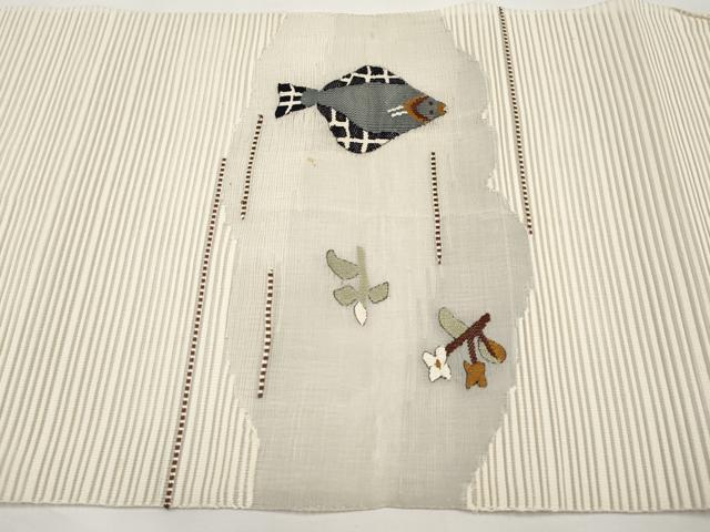 平和屋着物＊夏物　八寸名古屋帯　絽綴れ　魚　正絹　逸品　CABJ5823tx