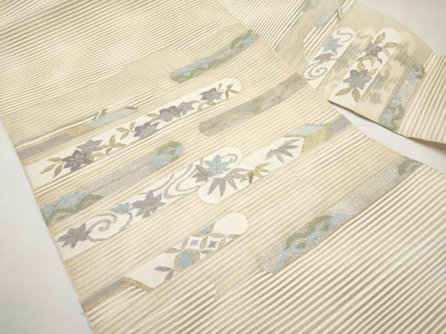 平和屋着物＊夏物　八寸名古屋帯　絽綴れ　霞草花文　金銀糸　正絹　逸品　CABJ5827tx