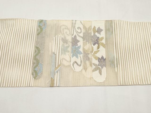 平和屋着物＊夏物　八寸名古屋帯　絽綴れ　霞草花文　金銀糸　正絹　逸品　CABJ5827tx
