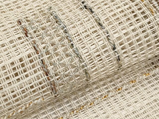 平和屋着物＊夏物　八寸名古屋帯　羅　抽象文　金銀糸　正絹　逸品　CABJ5828tx