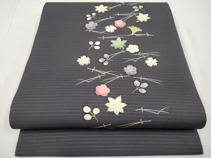 平和屋着物＊夏物　絽塩瀬　九寸開き名古屋帯　吹き寄せ文　金彩　正絹　逸品　CABJ5829tx