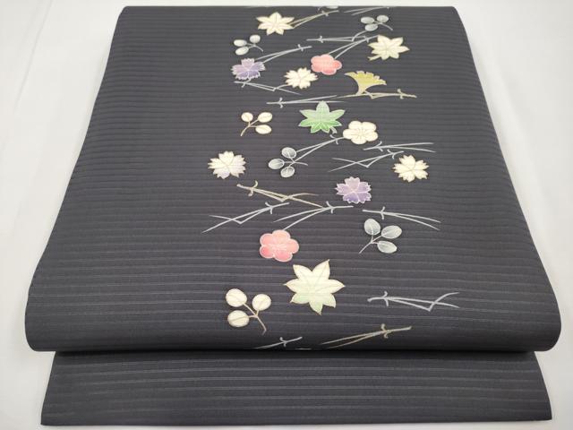 平和屋着物＊夏物　絽塩瀬　九寸開き名古屋帯　吹き寄せ文　金彩　正絹　逸品　CABJ5829tx
