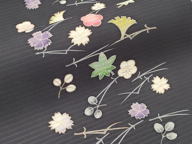 平和屋着物＊夏物　絽塩瀬　九寸開き名古屋帯　吹き寄せ文　金彩　正絹　逸品　CABJ5829tx