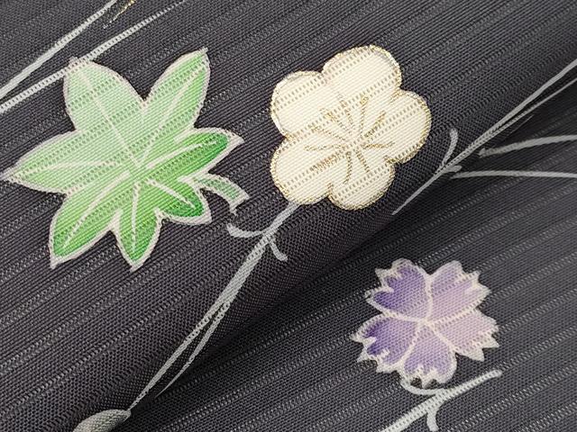 平和屋着物＊夏物　絽塩瀬　九寸開き名古屋帯　吹き寄せ文　金彩　正絹　逸品　CABJ5829tx