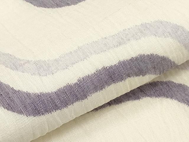 平和屋着物＊夏物　全通　九寸名古屋帯　本場小千谷ちぢみ　よろけ縞　麻　逸品　CABJ5834tx
