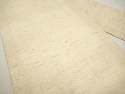 平和屋着物＊夏物　九寸名古屋帯　よろけ縞　丁子色　麻　逸品　未使用　CABJ5843tx