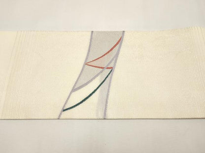 平和屋着物＊夏物　九寸名古屋帯　抽象文　銀糸　正絹　逸品　CABJ5846tx