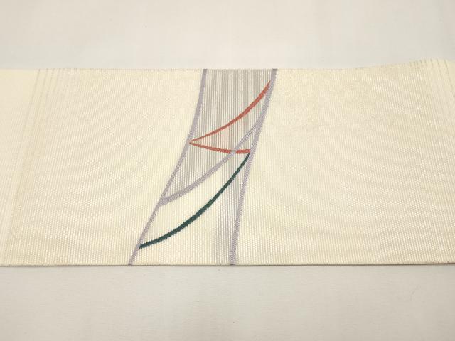 平和屋着物＊夏物　九寸名古屋帯　抽象文　銀糸　正絹　逸品　CABJ5846tx