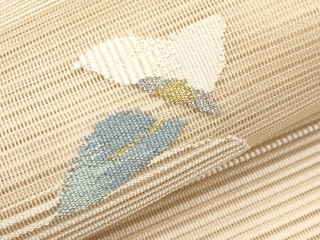 平和屋着物＊夏物　八寸名古屋帯　絽綴れ　枝花文　金銀糸　正絹　逸品　CABJ5851tx