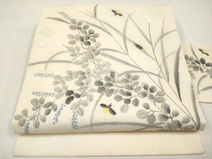 平和屋着物＊夏物　九寸名古屋帯　手描き　蛍　正絹　逸品　CABJ5854tx