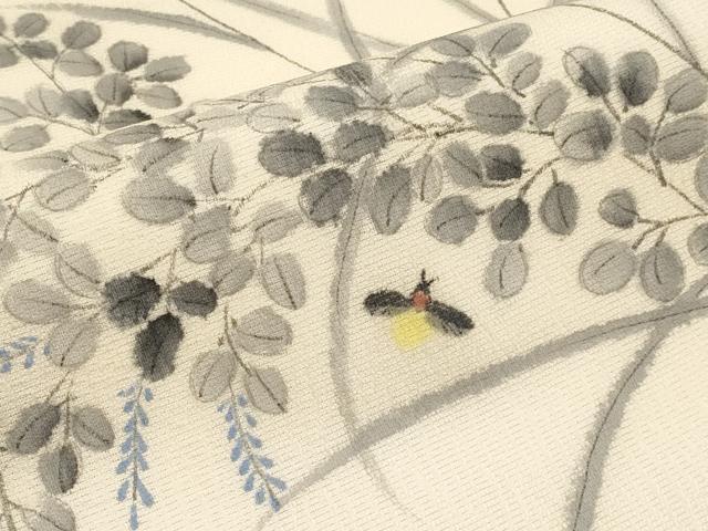 平和屋着物＊夏物　九寸名古屋帯　手描き　蛍　正絹　逸品　CABJ5854tx