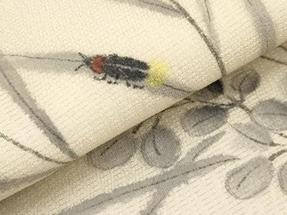 平和屋着物＊夏物　九寸名古屋帯　手描き　蛍　正絹　逸品　CABJ5854tx
