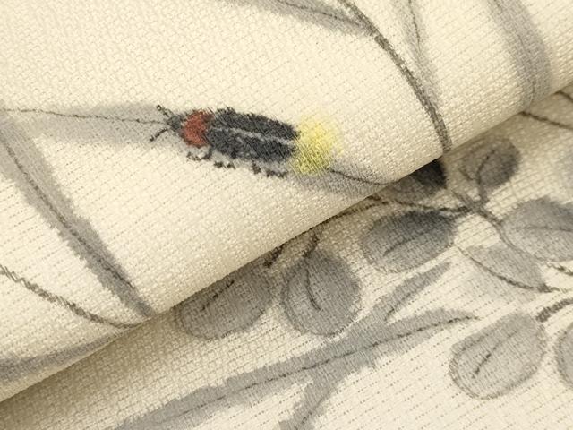 平和屋着物＊夏物　九寸名古屋帯　手描き　蛍　正絹　逸品　CABJ5854tx