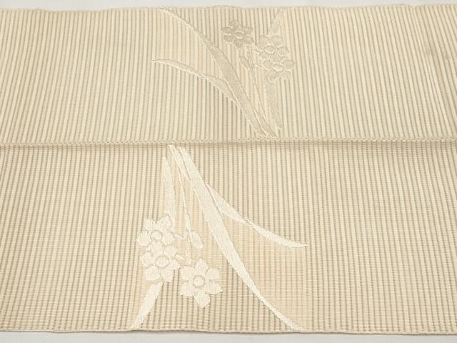 平和屋着物＊夏物　八寸名古屋帯　絽綴れ　水仙　正絹　逸品　CABJ5858tx