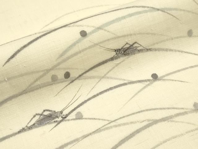 平和屋着物＊夏物　九寸名古屋帯　作家物　手描き　夏虫　麻　逸品　CABJ5863tx