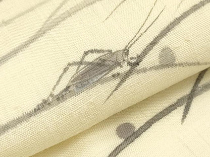 平和屋着物＊夏物　九寸名古屋帯　作家物　手描き　夏虫　麻　逸品　CABJ5863tx