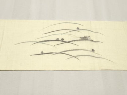 平和屋着物＊夏物　九寸名古屋帯　作家物　手描き　夏虫　麻　逸品　CABJ5863tx