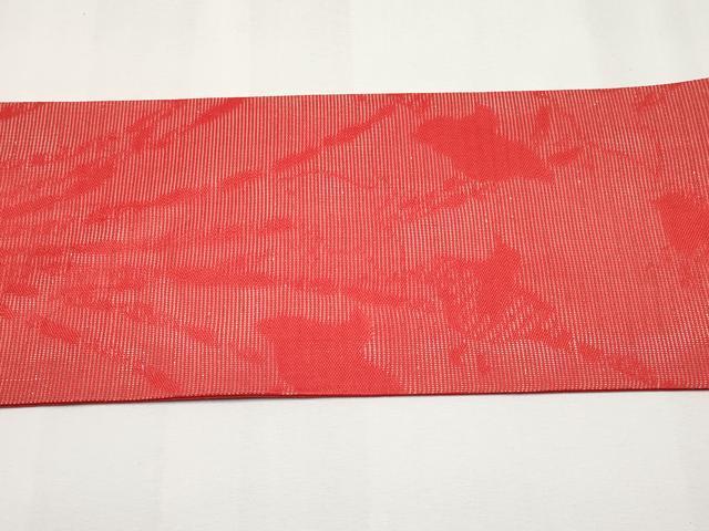 平和屋着物＊夏物　九寸名古屋帯　千鳥　銀糸　茜色　正絹　逸品　CABJ5867tx