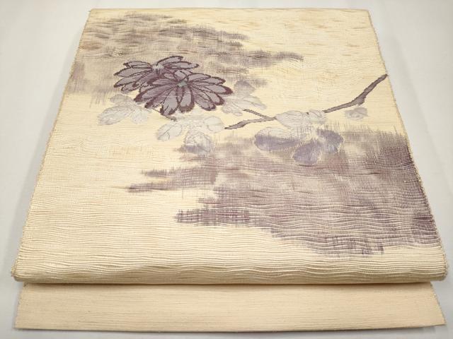平和屋着物＊夏物　八寸名古屋帯　枝菊文　正絹　逸品　CABJ5869tx