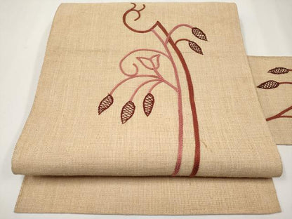平和屋着物＊夏物　九寸名古屋帯　総刺繍　枝花文　CABJ5875tx