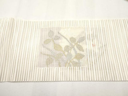平和屋着物＊夏物　八寸名古屋帯　絽綴れ　色紙枝花文　金銀糸　正絹　逸品　CABJ5877tx