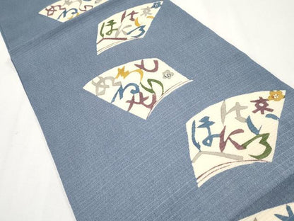 平和屋着物＊夏物　九寸開き名古屋帯　型染め　いろは歌　正絹　逸品　CABJ5878tx