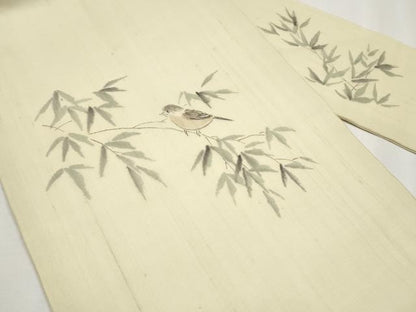 平和屋着物＊夏物　九寸名古屋帯　作家物　手描き　雀　正絹　逸品　CABJ5879tx