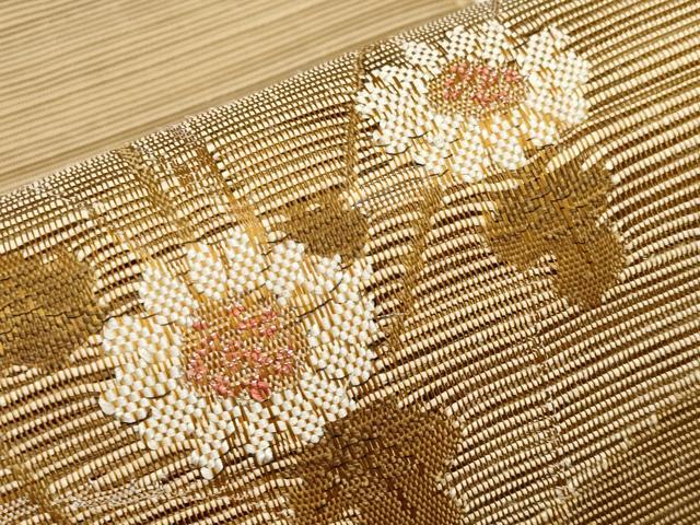 平和屋着物＊夏物　八寸名古屋帯　秋草文　銀糸　正絹　逸品　CABJ5882tx