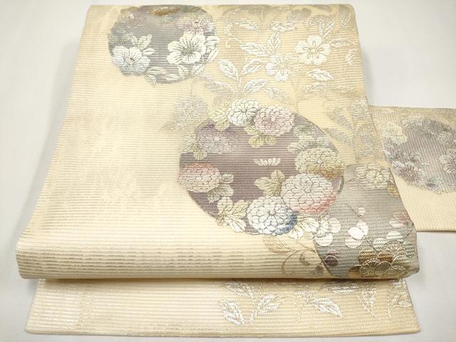 平和屋着物＊夏物　九寸名古屋帯　花丸文　金銀彩　正絹　逸品　未使用　CABJ5884tx