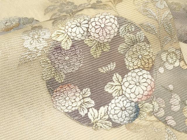 平和屋着物＊夏物　九寸名古屋帯　花丸文　金銀彩　正絹　逸品　未使用　CABJ5884tx