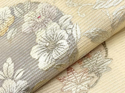 平和屋着物＊夏物　九寸名古屋帯　花丸文　金銀彩　正絹　逸品　未使用　CABJ5884tx