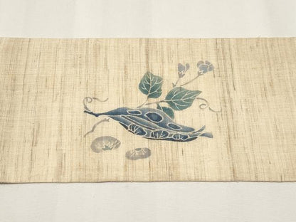 平和屋着物＊夏物　九寸名古屋帯　成り物　藍　麻　逸品　CABJ5886tx