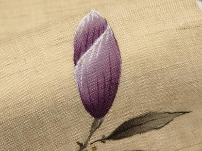 平和屋着物＊夏物　九寸名古屋帯　手描き　枝花文　麻　逸品　CABJ5887tx