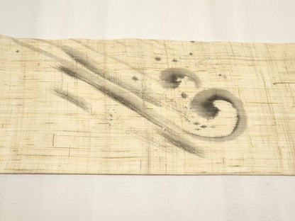 平和屋着物＊夏物　九寸名古屋帯　作家物　手描き　籬立波文　麻　逸品　未使用　CABJ5890tx